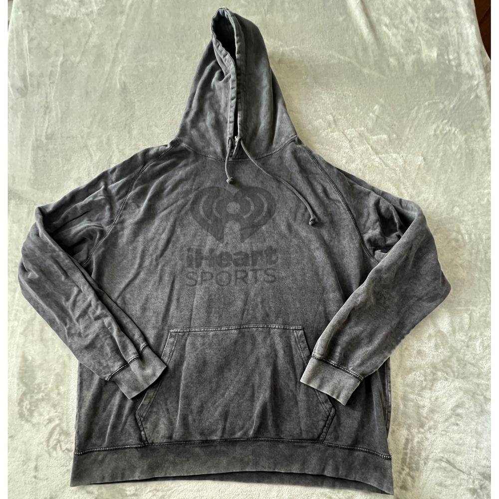 Lane Seven Hoodie Mens 2XL Gray iHeart Sports Mineral Wash Pullover